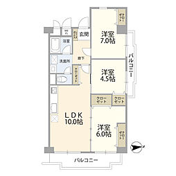 マンションニュー東品川 3LDKの間取図画像