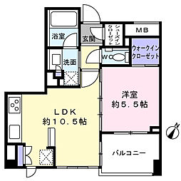 アルシア駒沢公園 1LDKの間取図画像