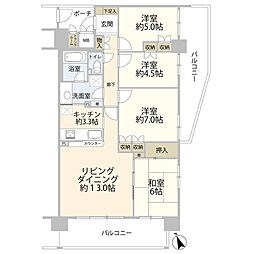 グランフィーネ加賀 4LDKの間取図画像