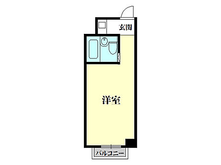 【間取り図】南東向きで、日当たり良好な「1R」。駅・コンビニ・スーパーが徒歩3分圏内に揃う、利便性の高い住環境です。毎日の通勤・通学やお買い物にも便利で、単身者を中心とした賃貸需要が期待できそうです。