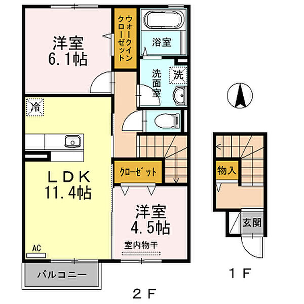 ラ・ポルト 206｜鳥取県倉吉市伊木(賃貸アパート2LDK・2階・60.43㎡)の写真 その2