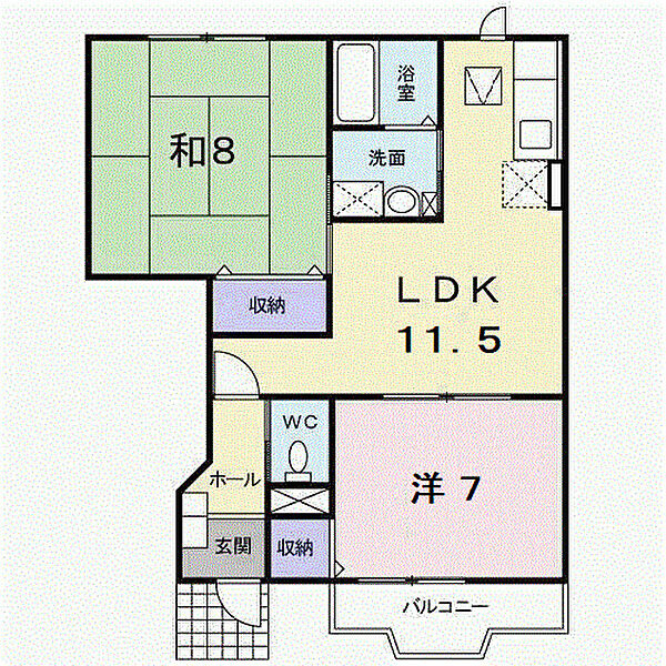 アンシャンテ 103｜鳥取県倉吉市下田中町(賃貸アパート2LDK・1階・56.21㎡)の写真 その2