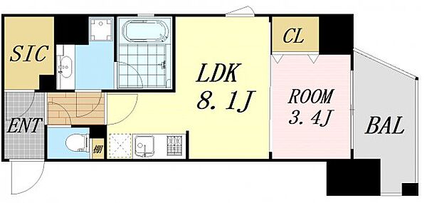 シーズンフラッツ阿波座 ｜大阪府大阪市西区立売堀5丁目(賃貸マンション1LDK・7階・34.20㎡)の写真 その2