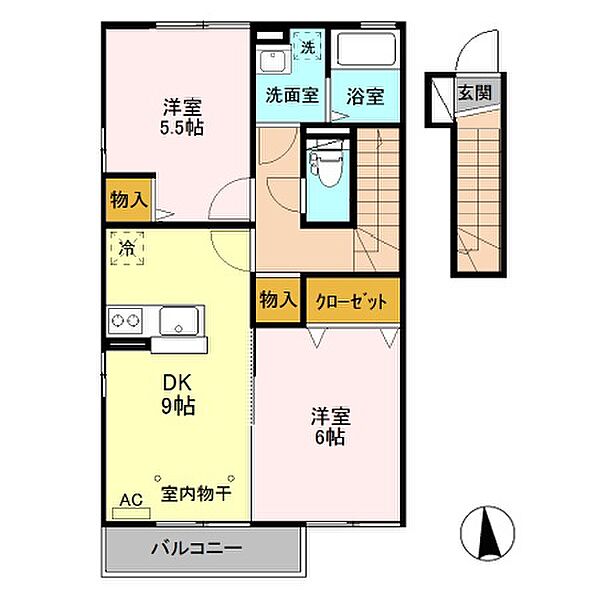 グラシアス　Ｂ 203｜栃木県栃木市大平町真弓(賃貸アパート2DK・2階・54.05㎡)の写真 その2