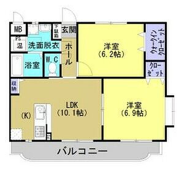 ヴァン　ルミエール 201｜栃木県下都賀郡壬生町大師町(賃貸アパート2LDK・2階・56.37㎡)の写真 その2