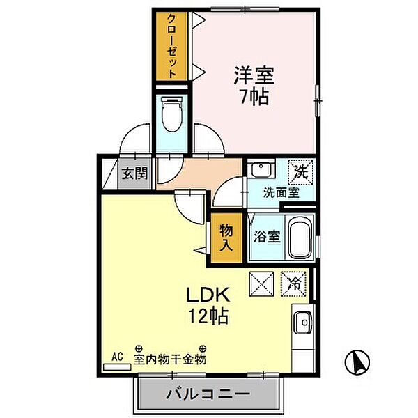 フォーシーズンC 101｜栃木県栃木市都賀町平川(賃貸アパート1LDK・1階・45.42㎡)の写真 その2