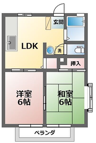 ハイツサンエトワールB 201｜栃木県栃木市城内町2丁目(賃貸アパート2DK・2階・40.80㎡)の写真 その2