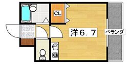 ポポハイツ 1Kの間取図画像