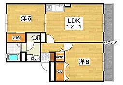 パストラル 2LDKの間取図画像