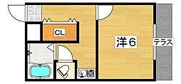 ルミエール香里 1Kの間取図画像