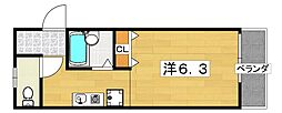 サンライズ柴田パート2 1Kの間取図画像