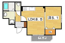 スリール明和1 1LDKの間取図画像