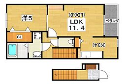 ユーアイ・ハイツ池田2 1LDKの間取図画像