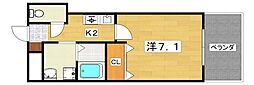 M'PLAZA香里弐番館 1Kの間取図画像