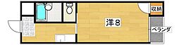 寿ハイツ2 1Kの間取図画像