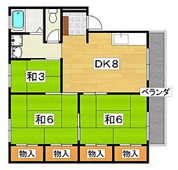 プライブ香里園 3DKの間取図画像