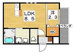リアフラッツ香里園SOUTH 1LDKの間取図画像