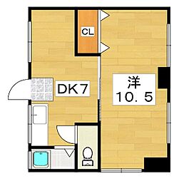 ロイヤルハイツ香里 1DKの間取図画像