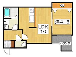 ディアコート高柳 1LDKの間取図画像