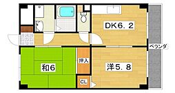 M'プラザ楠根弐番館 2DKの間取図画像