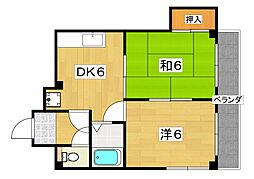 マーベラス香里 2DKの間取図画像