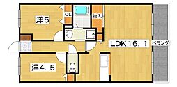 グレースコート香里園 2LDKの間取図画像
