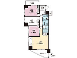 プレディアンスフォート湘南平塚リコット 2SLDKの間取図画像