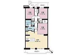 コスモ茅ヶ崎プレシオ 3LDKの間取図画像