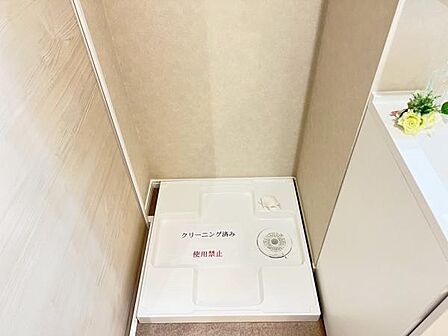 ランドリースペースです。身支度を整えながら洗濯機の操作を行えます。