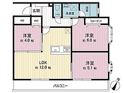 ロイヤルステージ海老名 3LDKの間取図画像