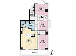 リズ東林間 3LDKの間取図画像