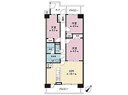 南林間ハイライズ 3LDKの間取図画像