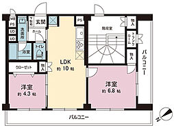 シャンボール相模原 2LDKの間取図画像