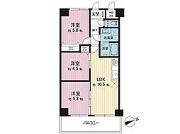 ロイヤルプラザ大和A棟 3LDKの間取図画像