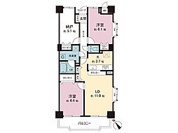 カーサ古淵 2SLDKの間取図画像