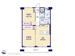 菊水ビルサニーライフ久米川 2DKの間取図画像