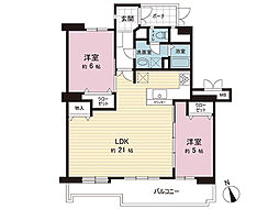 昭島つつじが丘ハイツ4号棟 2LDKの間取図画像