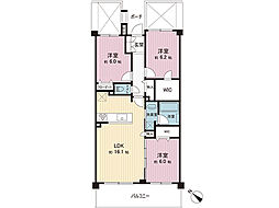 クレストフォルム高幡不動 3LDKの間取図画像