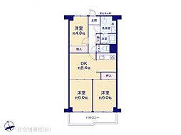 ネオコーポ八王子 3DKの間取図画像
