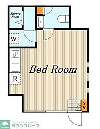 小田急小田原線 下北沢駅 徒歩10分の賃貸マンション 1階ワンルームの間取り