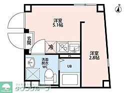 Deuxieme　Aifer 3階1Kの間取り