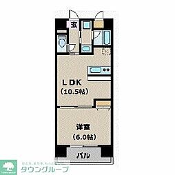 カスタリア新宿 10階1LDKの間取り