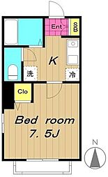 都営三田線 本蓮沼駅 徒歩6分の賃貸アパート 2階1Kの間取り