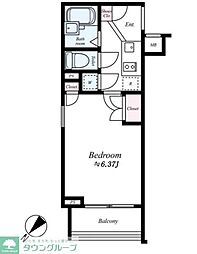 ビバリーホームズ沼袋 412 4階ワンルームの間取り