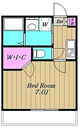 ラ　マヒナ 2階1Kの間取り