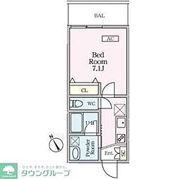 新宿区片町マンション 1Kの間取図画像
