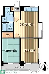 ヴィラ.サンベルナール 2DKの間取図画像