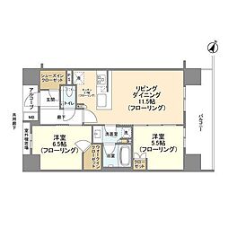 ジオ新宿若松町 2LDKの間取図画像