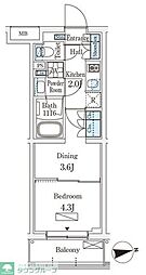 若葉ビューアパートメント 1DKの間取図画像
