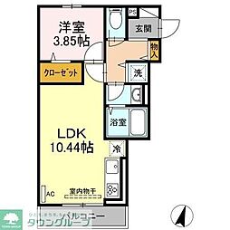 エクセリア若宮 1LDKの間取図画像